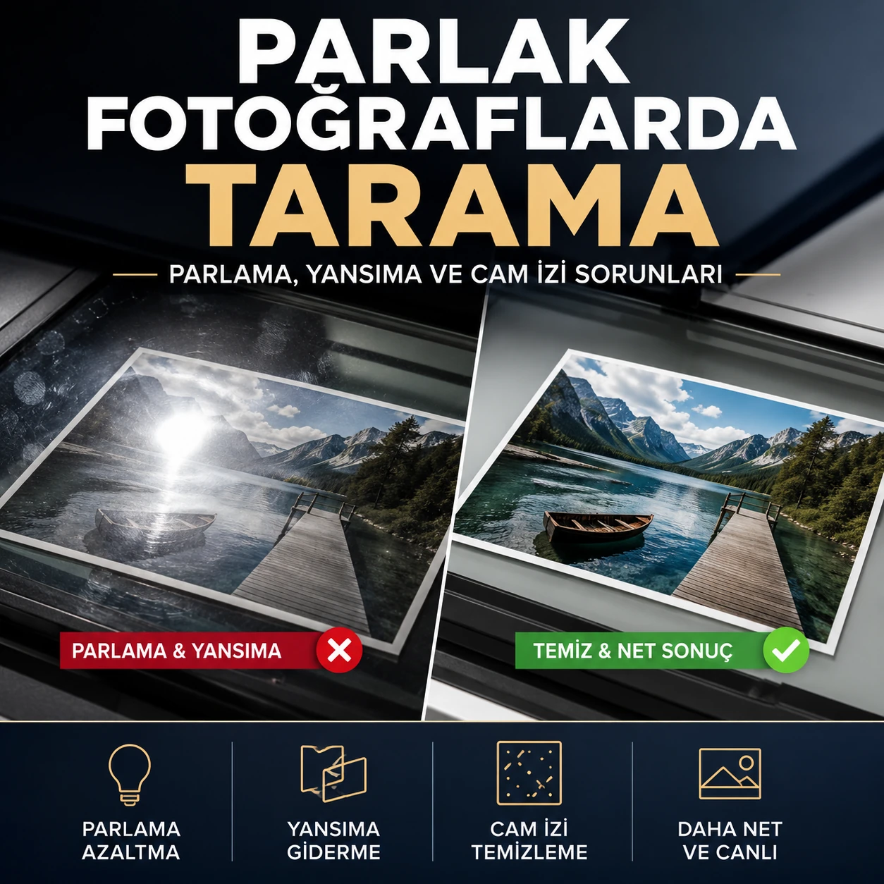 Parlak Fotoğraflarda Tarama: Parlama, Yansıma ve Cam İzi Sorunları0 (0)