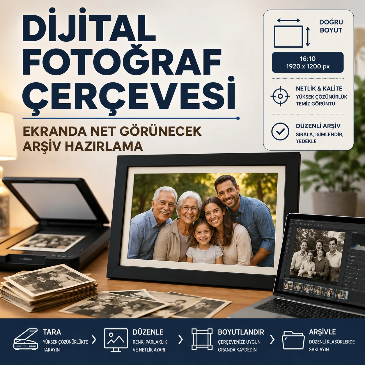 Dijital Fotoğraf Çerçevesi İçin Fotoğraf Tarama: Ekranda Net Görünecek Arşiv Hazırlama0 (0)